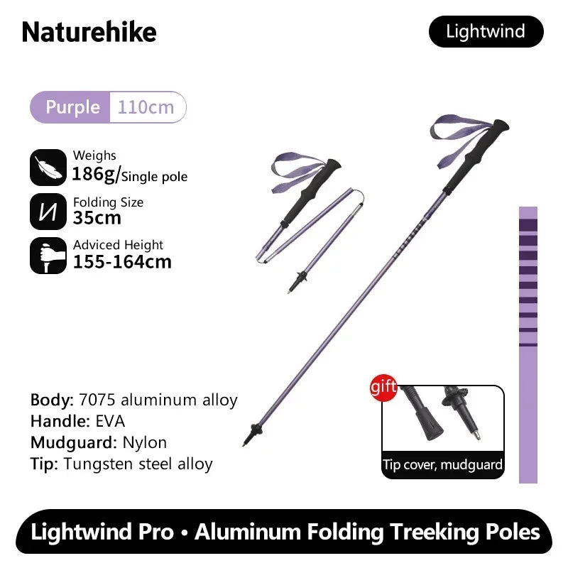 Naturehike 2025 New Walking Stick Ultralight Folding Climbing Backpack Pole 3 Folded Rod Quick Open Travel Hiking Trekking Poles