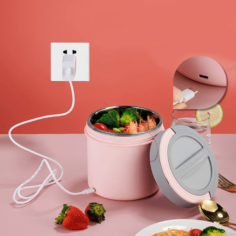 USB Electric Lunch Box Food Heater 5V 12V 24V 20W Car Truck School Travel Food Heated Warmer Container Stainless Steel Bneto Box