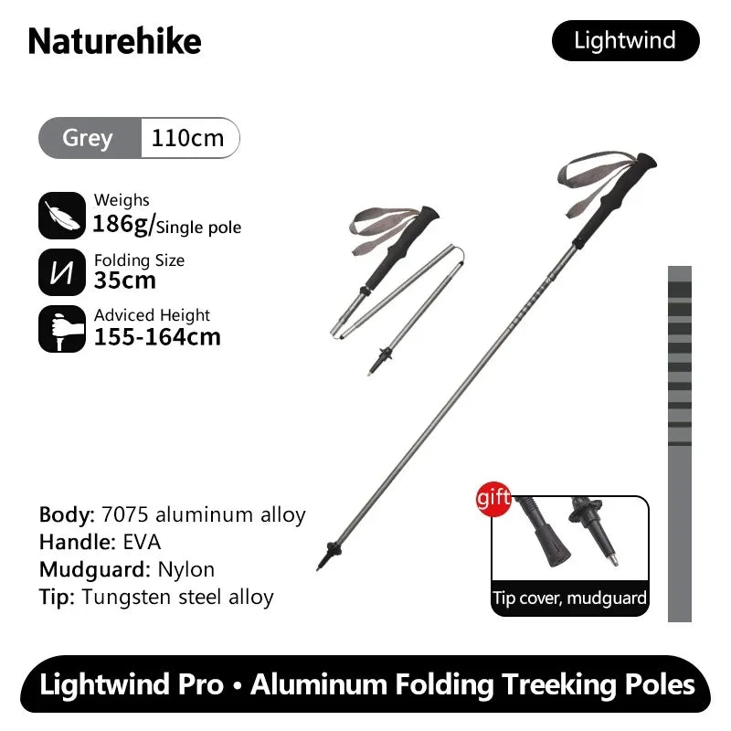 Naturehike 2025 New Walking Stick Ultralight Folding Climbing Backpack Pole 3 Folded Rod Quick Open Travel Hiking Trekking Poles