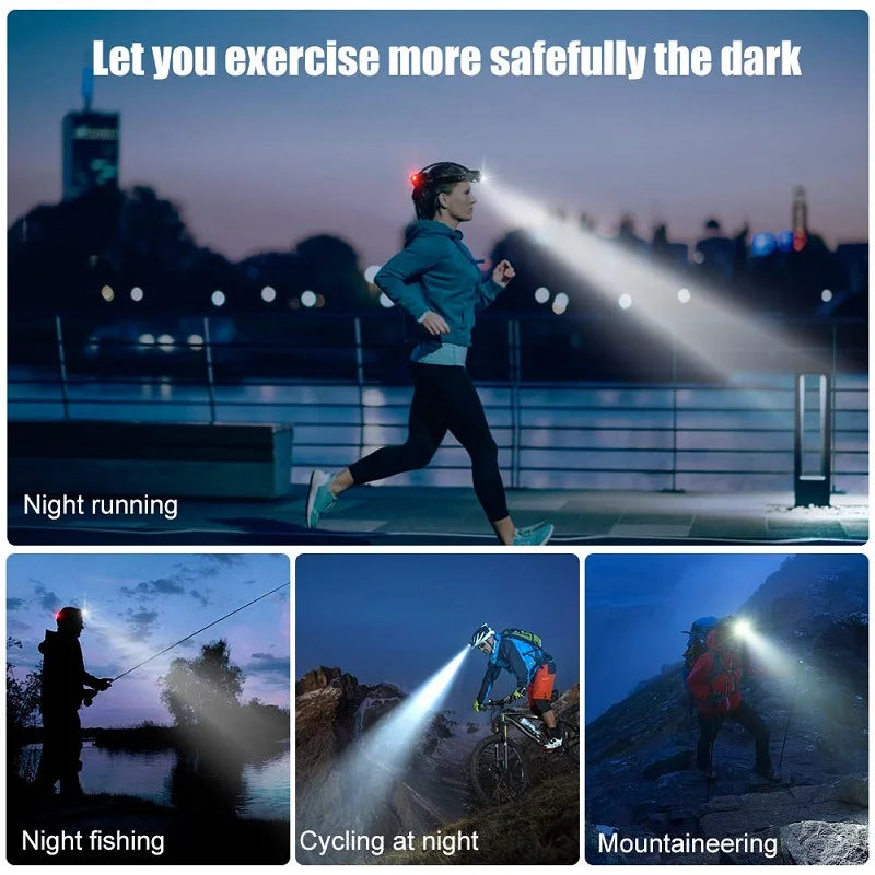 LED Headlight Zoomable Headlamp DC Rechargeable Head Lamp Waterproof Head Flashlight 18650 for Emergency Camping Hiking