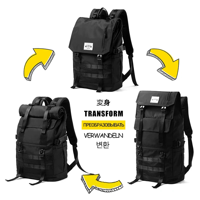 Roll Top Backpack for Men, Water Resistant Expandable, 17.3 inch Laptop Backpack for Commute Travel, 40 Max Liter Rucksack
