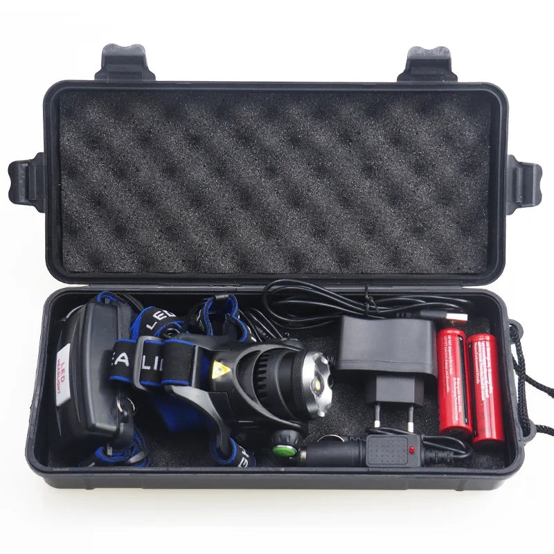 LED Headlight Zoomable Headlamp DC Rechargeable Head Lamp Waterproof Head Flashlight 18650 for Emergency Camping Hiking