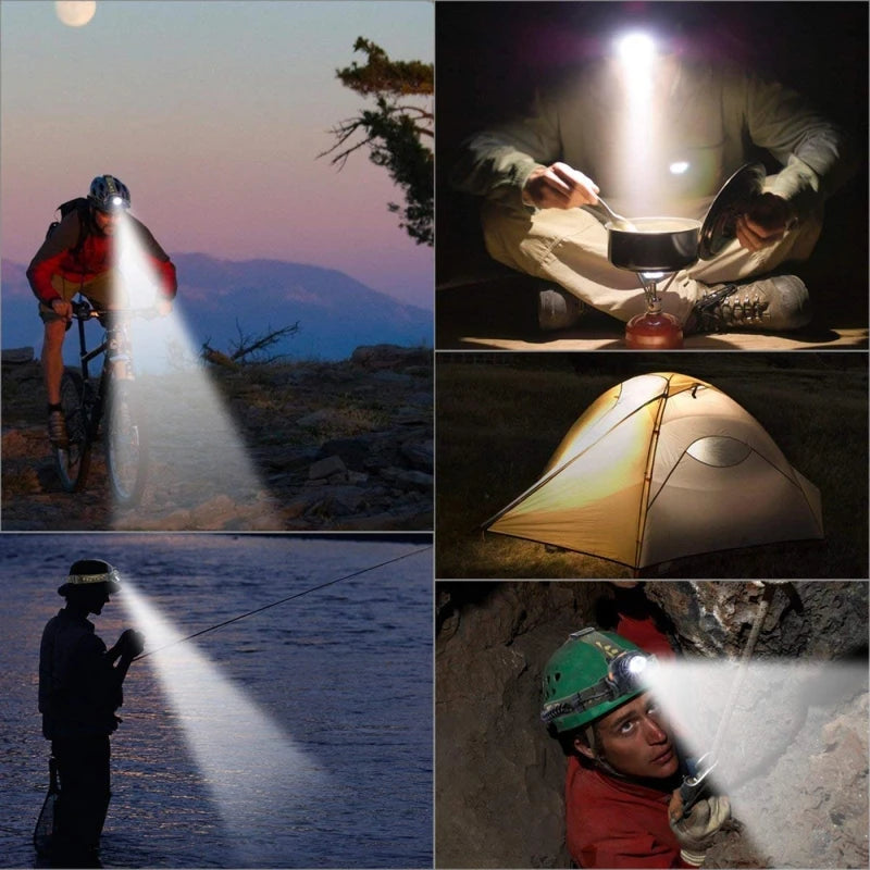 LED Headlight Zoomable Headlamp DC Rechargeable Head Lamp Waterproof Head Flashlight 18650 for Emergency Camping Hiking