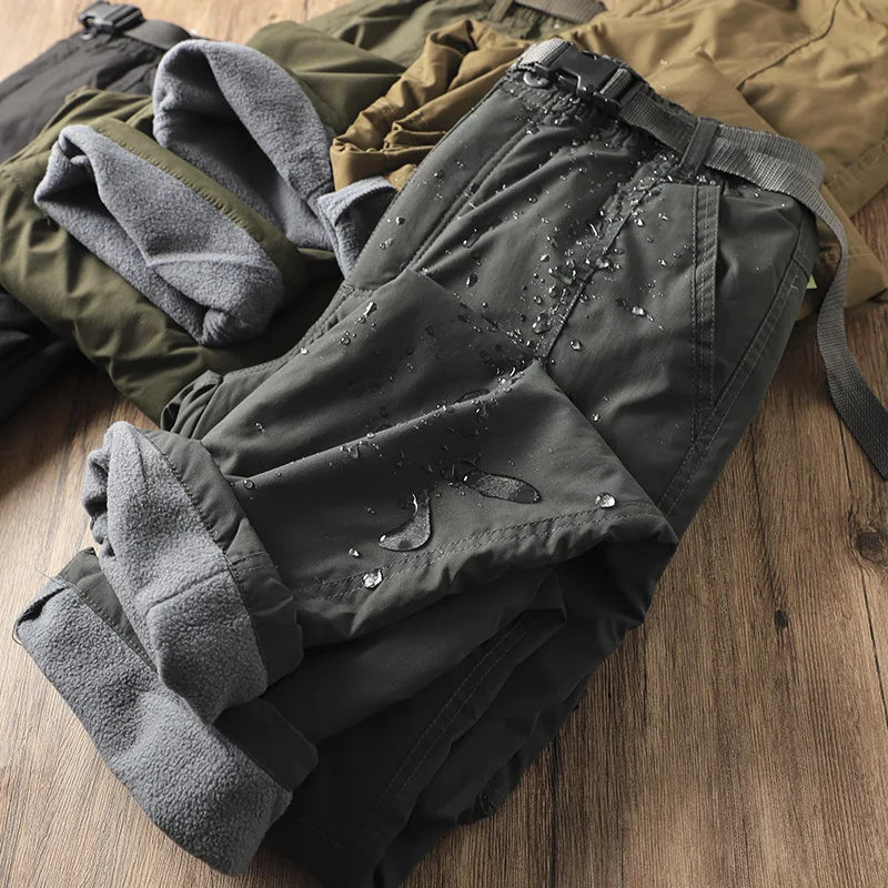 Outdoor Workwear Pants Men's Loose Fleece Lined Thick Soft  Hiking Mountain Climbing Windproof Waterproof Jacket Pants