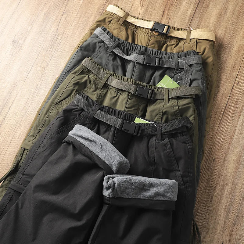 Outdoor Workwear Pants Men's Loose Fleece Lined Thick Soft  Hiking Mountain Climbing Windproof Waterproof Jacket Pants