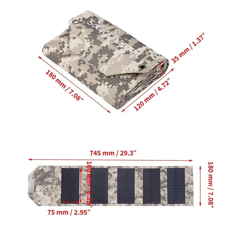 Folding Solar Panel 60W/80W/100W USB 5V Solar Charger Portable Solar Battery Power Bank for Outdoor Camping Hiking + Cable