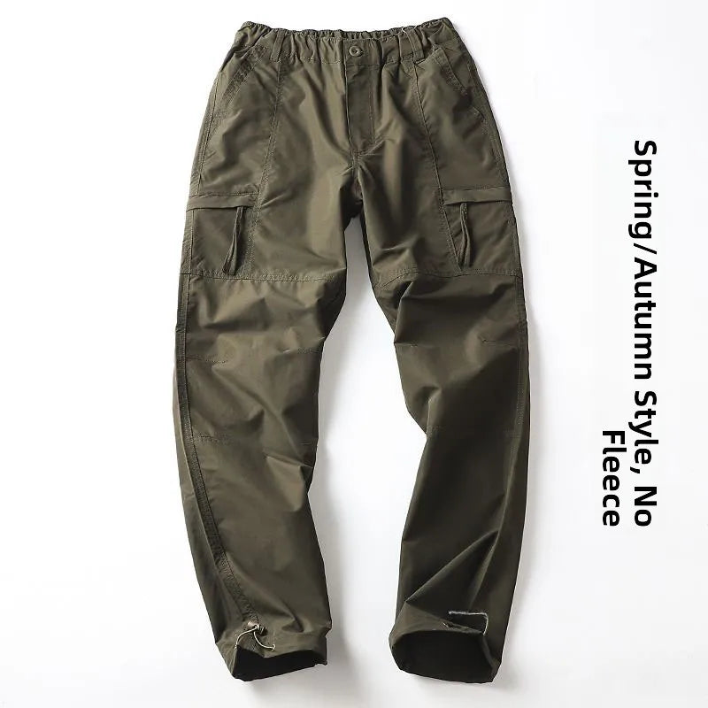 Outdoor Workwear Pants Men's Loose Fleece Lined Thick Soft  Hiking Mountain Climbing Windproof Waterproof Jacket Pants