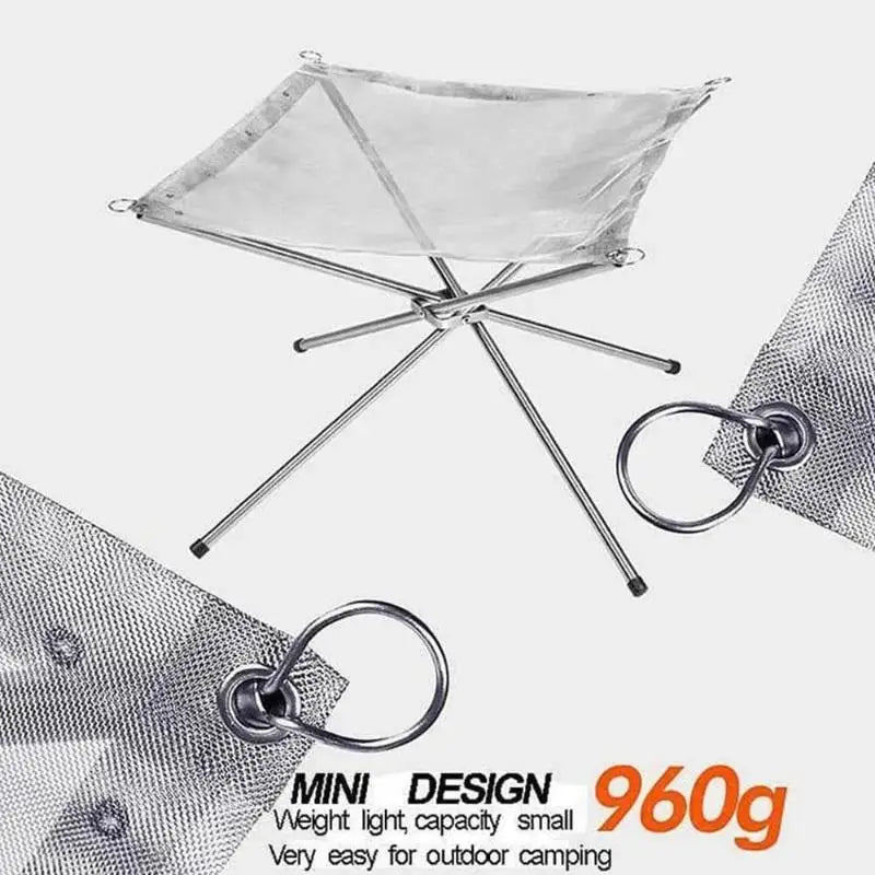 1 Portable Outdoor Fire Pit Collapsible Steel Mesh Fire Pit, BBQ stand