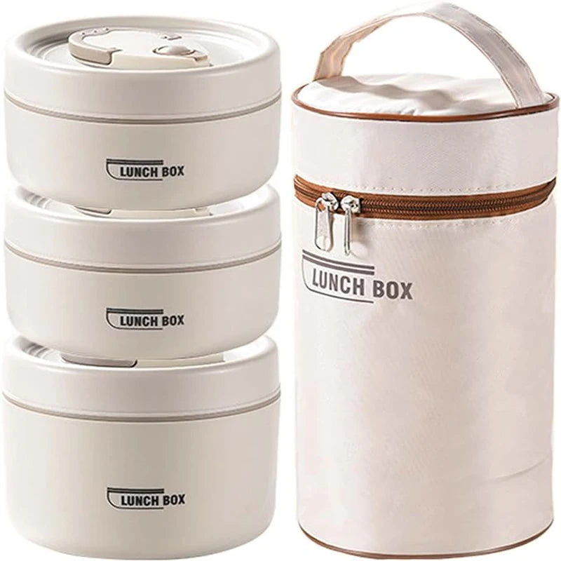 3 separate Stackable Thermal Lunch Container for Adult Kids