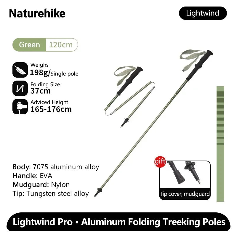 Naturehike 2025 New Walking Stick Ultralight Folding Climbing Backpack Pole 3 Folded Rod Quick Open Travel Hiking Trekking Poles