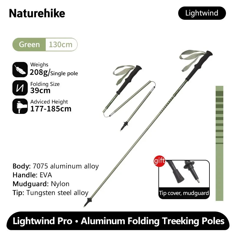 Naturehike 2025 New Walking Stick Ultralight Folding Climbing Backpack Pole 3 Folded Rod Quick Open Travel Hiking Trekking Poles