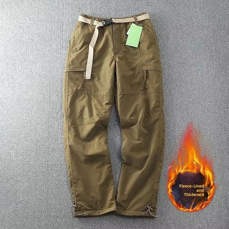 Outdoor Workwear Pants Men's Loose Fleece Lined Thick Soft  Hiking Mountain Climbing Windproof Waterproof Jacket Pants