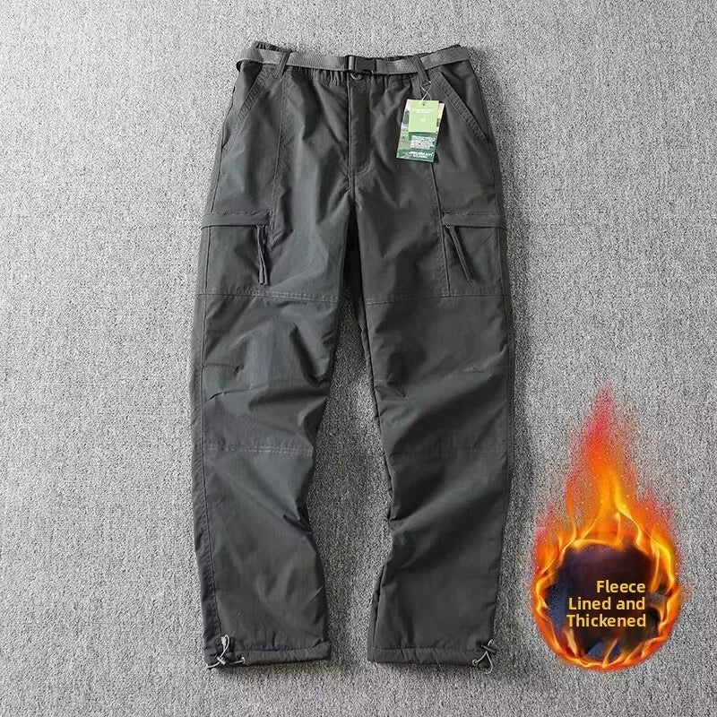 Outdoor Workwear Pants Men's Loose Fleece Lined Thick Soft  Hiking Mountain Climbing Windproof Waterproof Jacket Pants