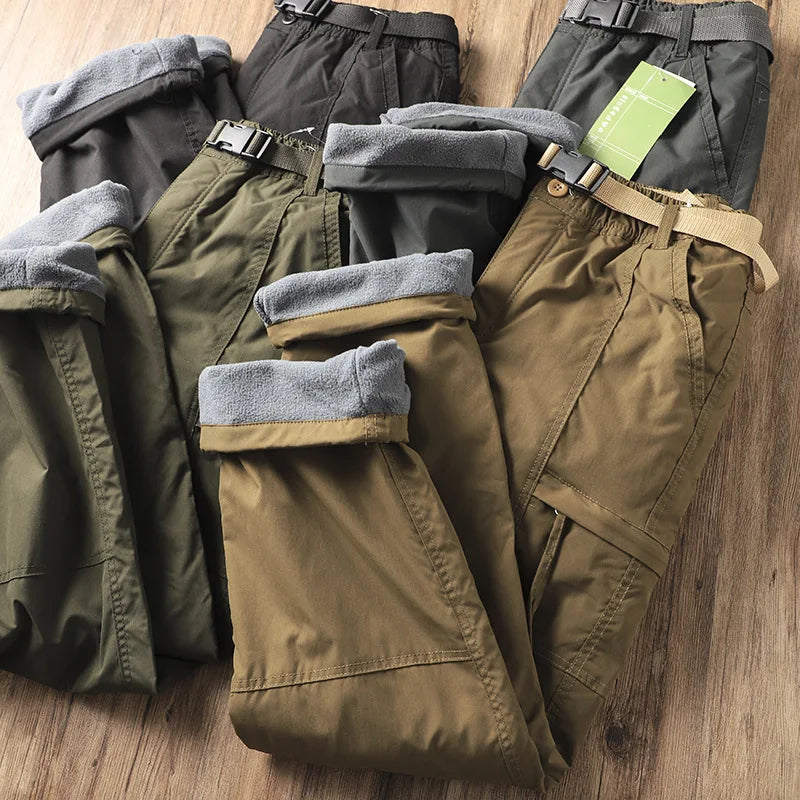 Outdoor Workwear Pants Men's Loose Fleece Lined Thick Soft  Hiking Mountain Climbing Windproof Waterproof Jacket Pants