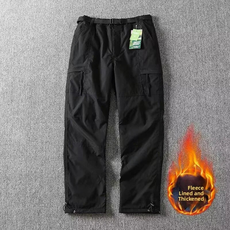 Outdoor Workwear Pants Men's Loose Fleece Lined Thick Soft  Hiking Mountain Climbing Windproof Waterproof Jacket Pants
