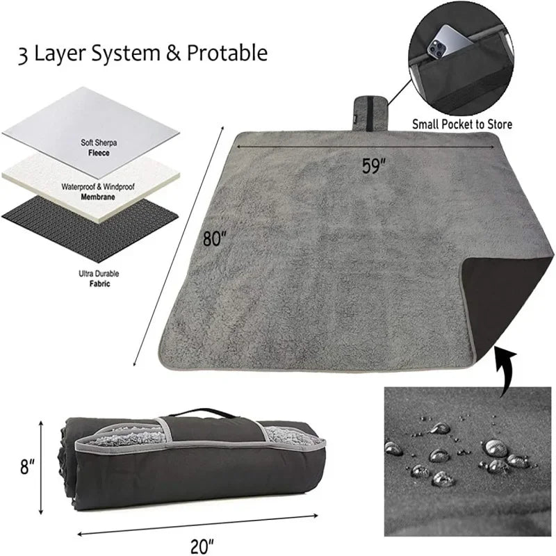 Outdoor Camping Blanket Portable Blankets Waterproof Camping Blanket Wild Blanket Washable Camping Rug Thickened